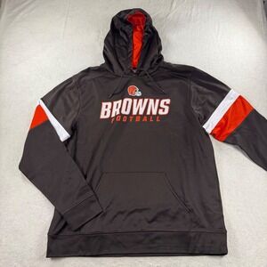 Browns Football NFL Team Apparel Hoodie Mens‎ XL Pullover Orange Gray